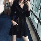 Set: Long-sleeve Zip-detail Mini A-line Dress + Shorts