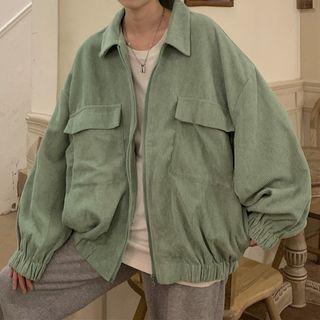 Collared Zip-up Corduroy Jacket