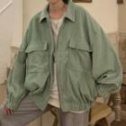 Collared Zip-up Corduroy Jacket