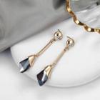 Faux Crystal Rhinestone Dangle Earring 1 Pair - Ez205 - Dark Gray & Gold - One Size