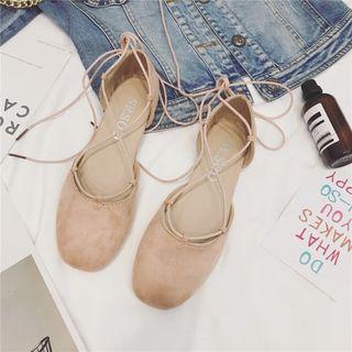 Lace-up Faux-suede Flats