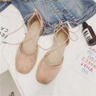 Lace-up Faux-suede Flats