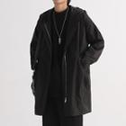 Long-sleeve Plain Hooded Coat