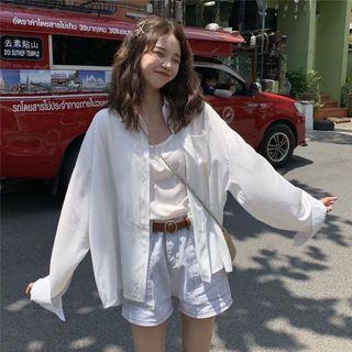 Front-pocket Loose-fit Chiffon Shirt
