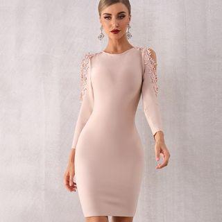 Cutout Shoulder Long Sleeve Mini Dress
