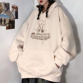 Fleece-lined Graphic Print Hoodie