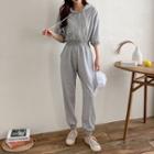 Hooded Zip-front Jogger Jumpsuit