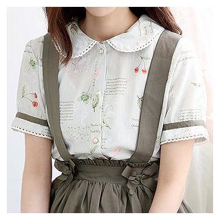 Peterpan-collar Patterned Blouse