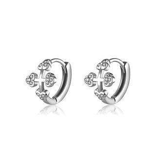 925 Sterling Silver Christian Cross Earrings
