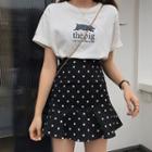 Ruffled Polka Dot A-line Mini Skirt