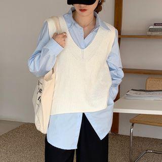 Set: Long-sleeve Shirt + Sweater Vest