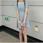 Short-sleeve Lace Trim Collar Dress