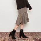 Plaid Wool Blend Midi Mermaid Skirt