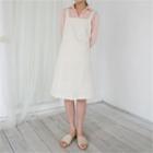 Linen Blend Midi Suspender Dress