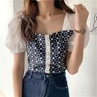 Patterned Puff Short-sleeve Top