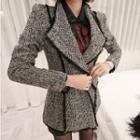 Single-button Fray Trim Tweed Coat