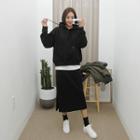 Set: Hooded Napped Sweatshirt + Midi Skirt