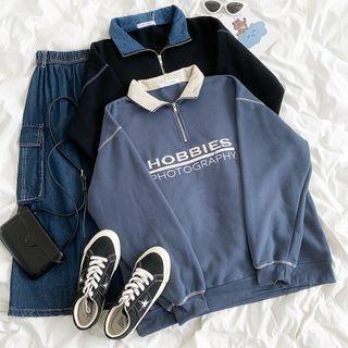 Long-sleeve Collar Printed Sweatshirt