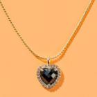 Heart Rhinestone Pendant Alloy Necklace Necklace - Rhinestone - Black - One Size