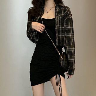Plaid Shirt / Strappy Mini Dress