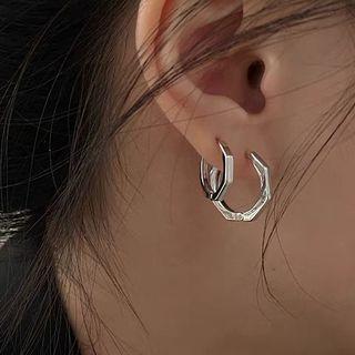 Geometric Hoop Earring 1 Pair - Silver - One Size