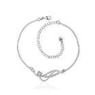 Simple And Fashion Geometric White Cubic Zircon Anklet Silver - One Size