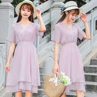 Elbow-sleeve Hanfu Chiffon Dress