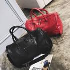 Plain Faux Leather Boston Bag