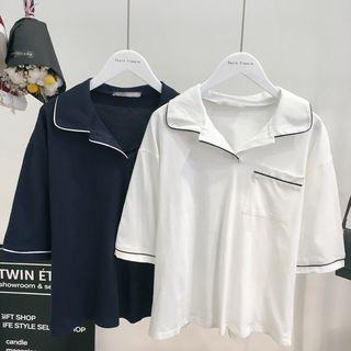 Piped Short-sleeve Polo Shirt