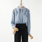 Tie-neck Gingham Blouse / Straight Leg Pants