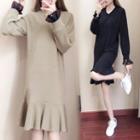 Long-sleeve Ruffle Trim Pullover Dress