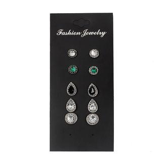 Rhinestone Earring Set 5 Pairs - As Shown In Figure - One Size