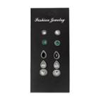 Rhinestone Earring Set 5 Pairs - As Shown In Figure - One Size