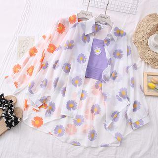 Daisy-print Loose Light Shirt