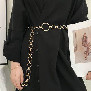 Hollow Hexagon Belt Gold - One Size