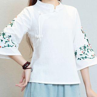 Floral Embroidered Blouse / Wide Leg Pants / Set