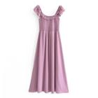 Sleeveless Ruffled Smocked Midi A-line Dress