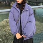 Padded Jacket / Crinkle A-line Midi Skirt