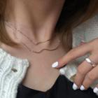 925 Sterling Silver Wavy Layered Necklace Silver - One Size