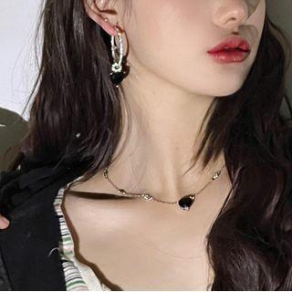 Heart Rhinestone Alloy Earring / Hoop Earring / Choker