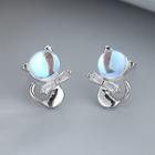 Cat Moonstone Alloy Earring 1 Pair - Silver - One Size