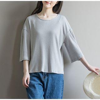 Ribbed 3/4-sleeve T-shirt