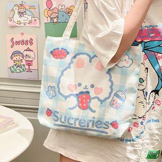 Print Canvas Tote Bag / Charm / Set