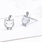Cat Stud Earring 1 Pair - S925 Silver - As Shown In Figure - One Size