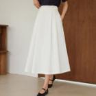 Tab-waist Pintuck Long Skirt