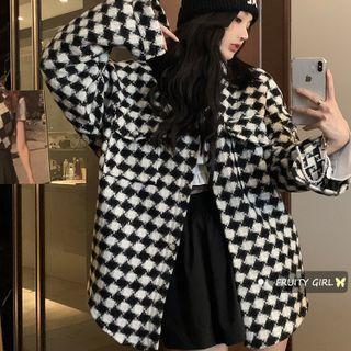 Two-tone Button-up Coat Black & White - One Size