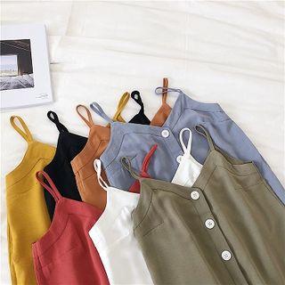 Plain Single-breasted V-neck Chiffon Tank Top