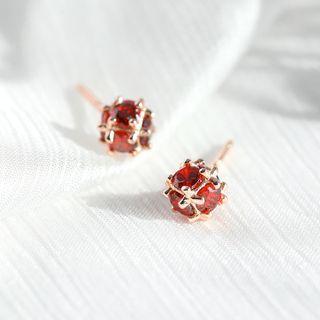Rhinestone Earring 1 Pair - Red - One Size