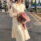 Lace Collar Long-sleeve A-line Dress As Shown In Figure - One Size