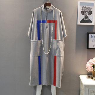 Zip-front Midi Pullover Dress